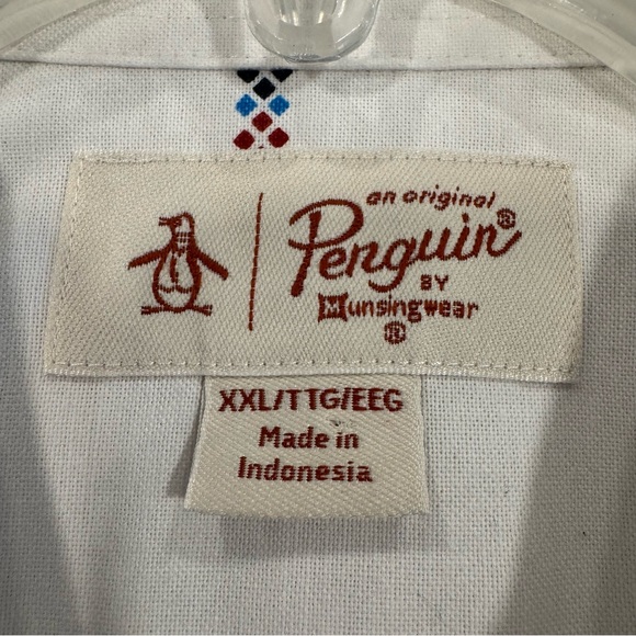 Penguin Heritage Slim Fit Men's XXL Short Sleeve Dress Shirt Geometric Print - Picture 4 of 9